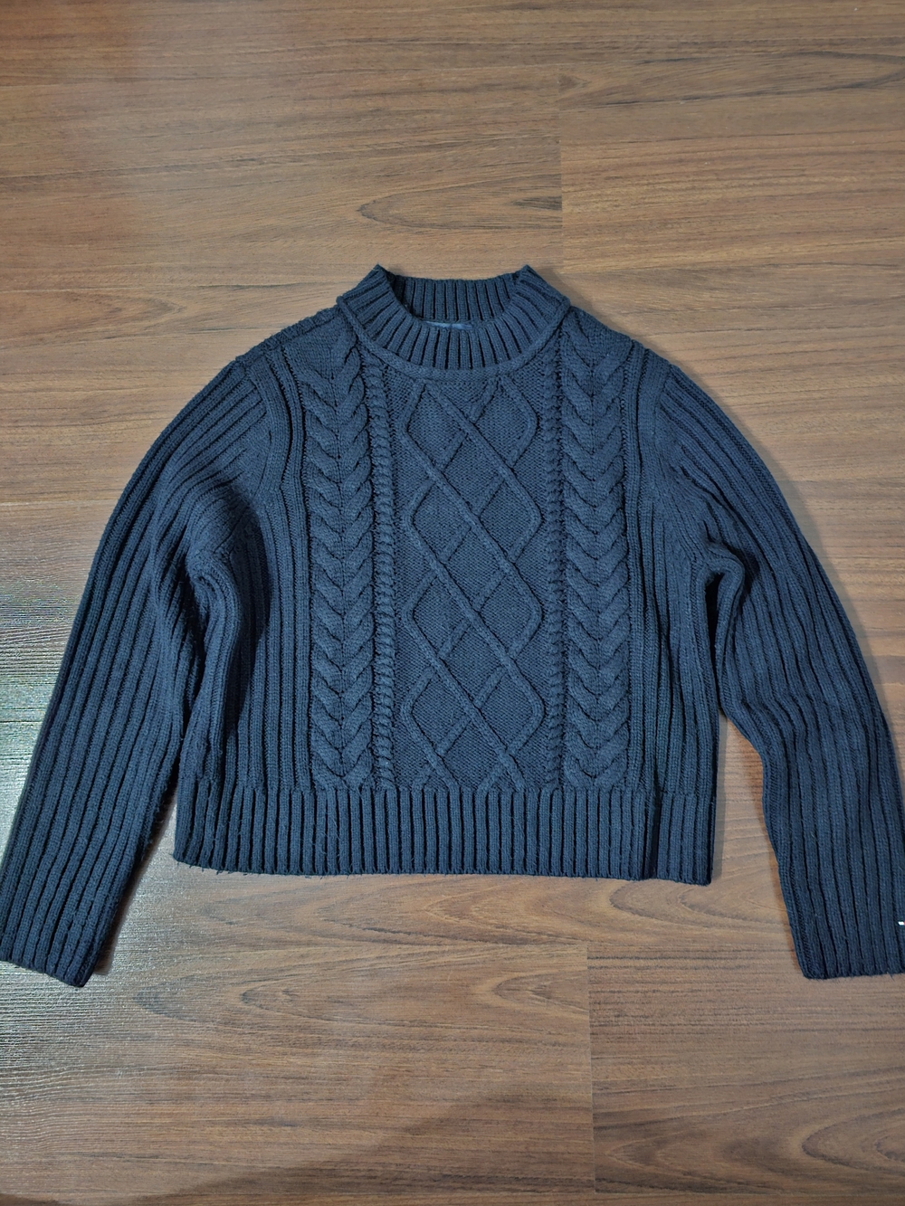 Tommy Hilfiger Black Cable Knit Turtleneck Sweater